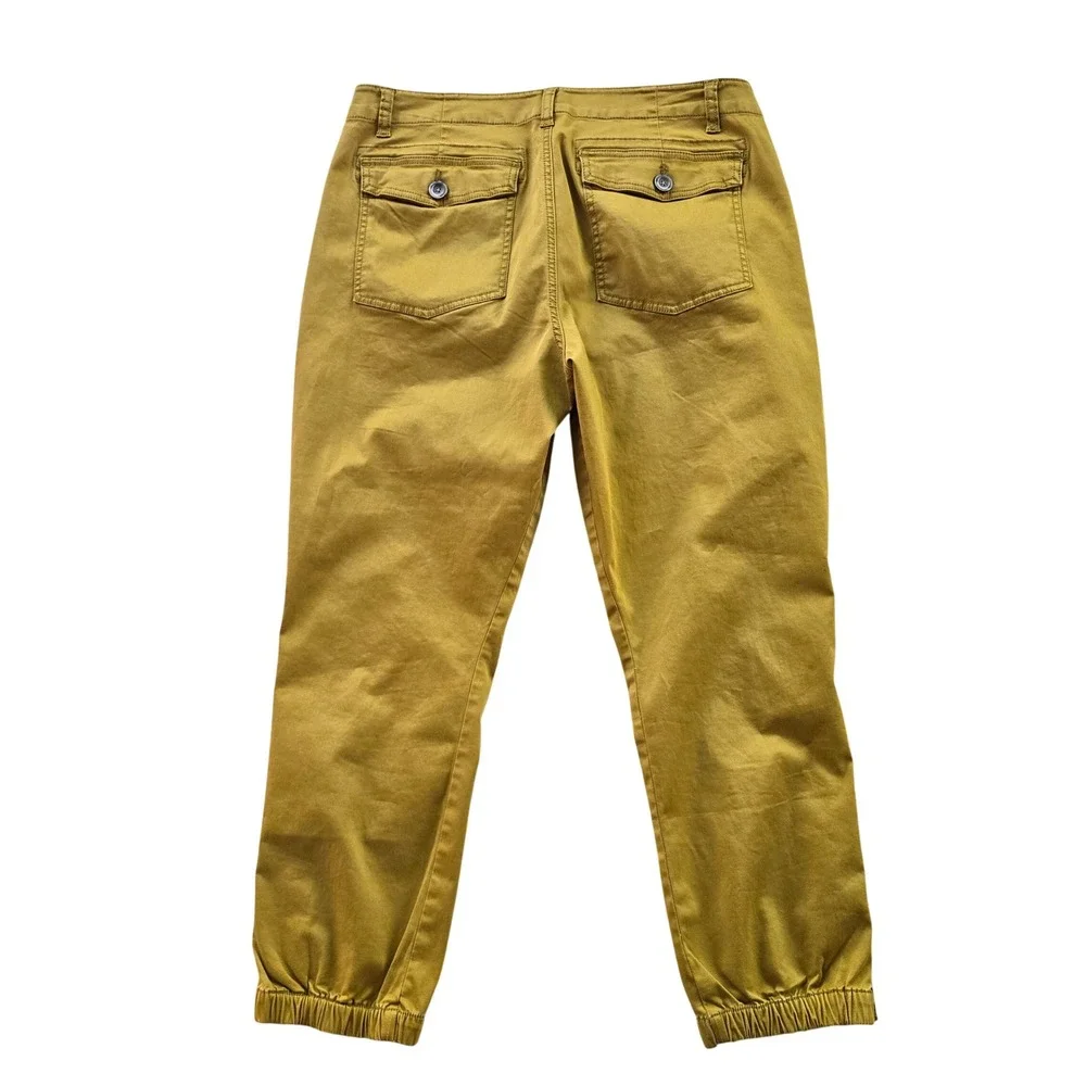 Cabi Mariner Jogger Pants‎ #5504 Mustard Yellow Slim Fit Snap Cuff Size 12